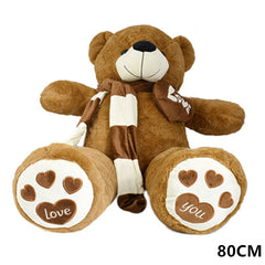 ORSETTO PELUCHE C/SCIARPA+CUORE 80CM MARRO