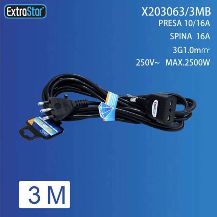 PROLUNGA LINEARI SPINA 16A 3X1,0MM  3M NERA