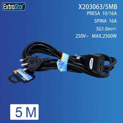PROLUNGA LINEARI SPINA 16A 3X1,0MM  5M NERA