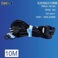 PROLUNGA LINEARI SPINA 16A 3X1,0MM  10M NERA