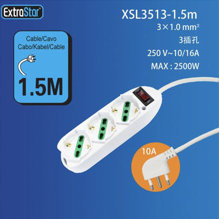 MULTIPRESA 3P 10/16A SPINA 10A C/SOVRACCARICO