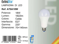 LAMPADINA LED E27 18W 1822LM 3000K
