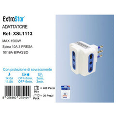 ADATTATORE SPINA 10A 3 PRESA 16A SOVRACARICO