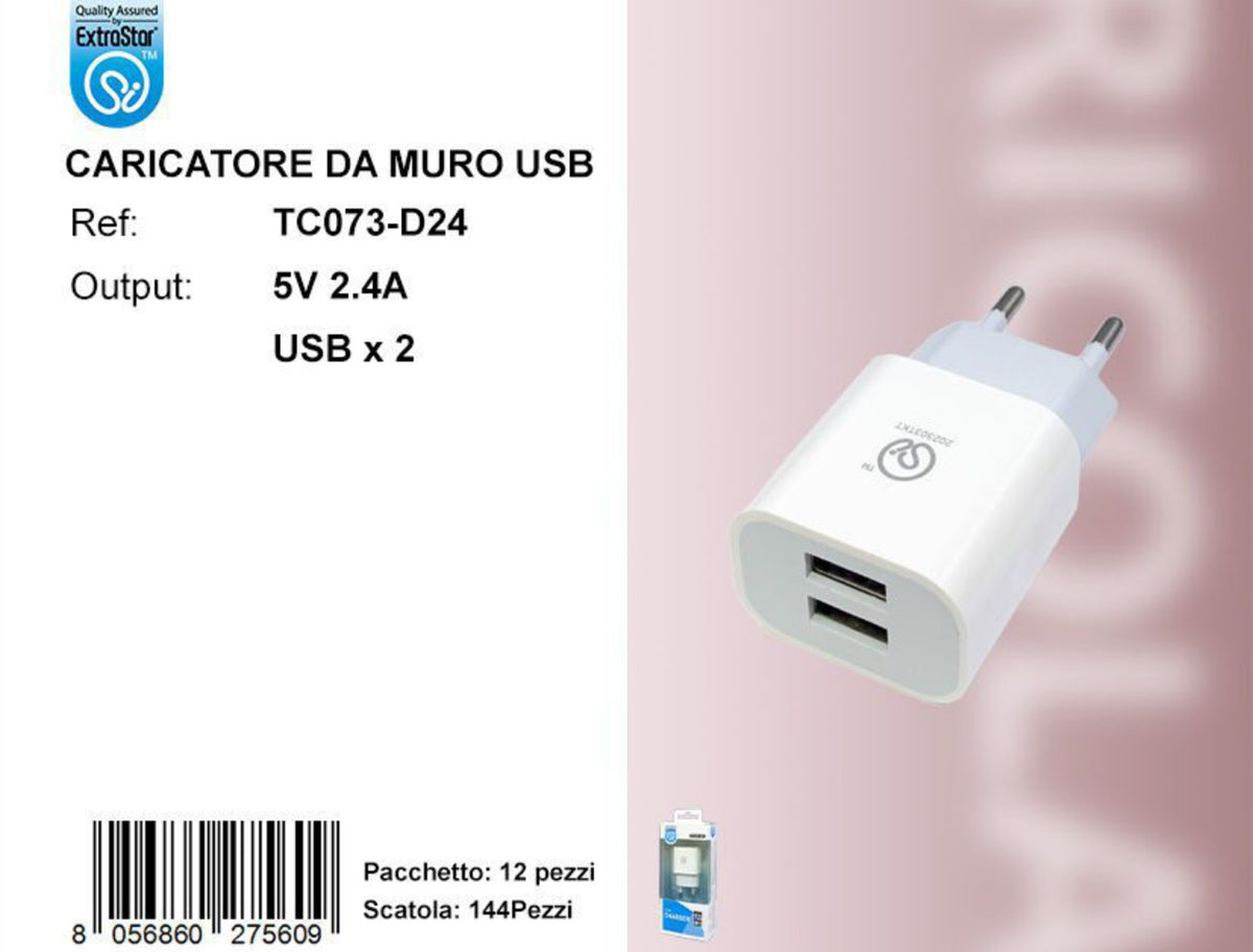 CARICATORE DA MURO 2USB 2,4A