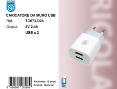 CARICATORE DA MURO 2USB 2,4A