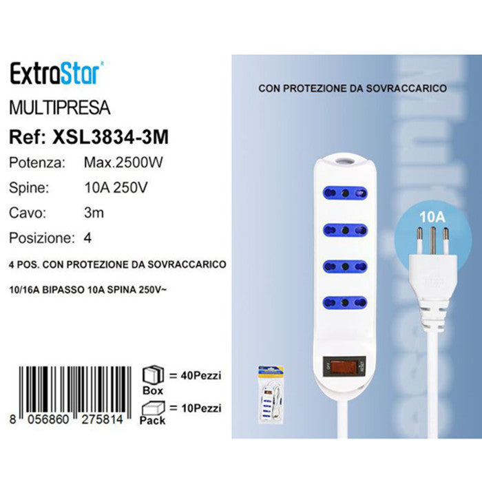 MULTIPRESA 4P 10/16A SPINA 10A