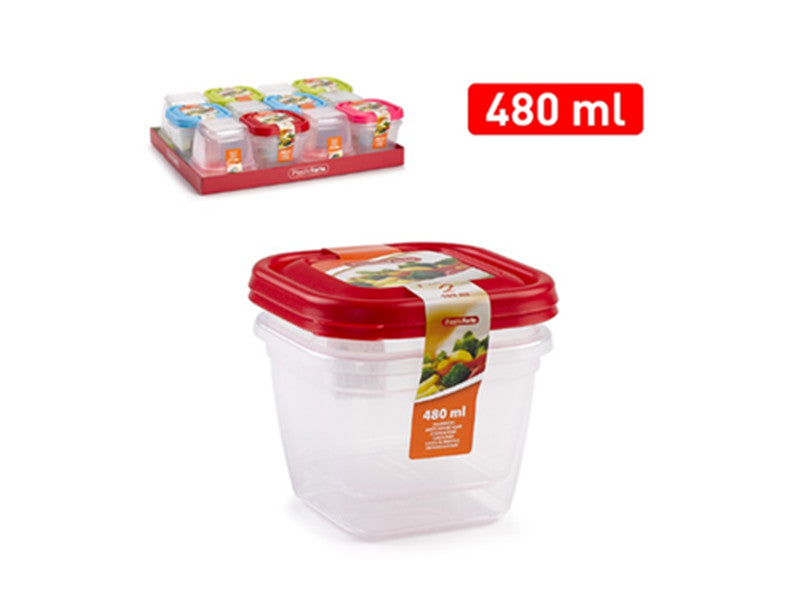 Set 2 contenitori per frigo quadrati 480ml