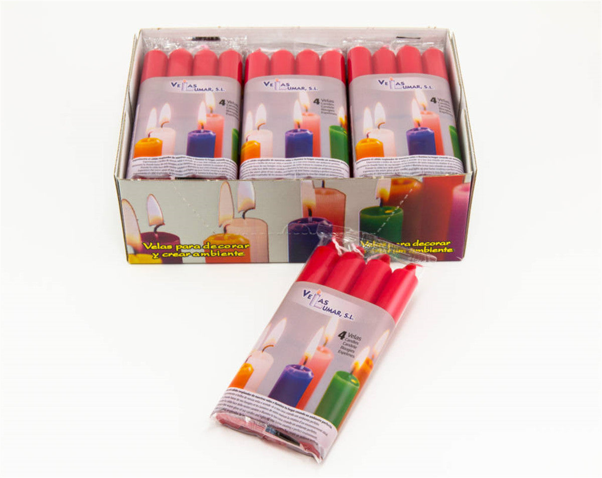 Pacco 4 Candele Cilindro,Rosso