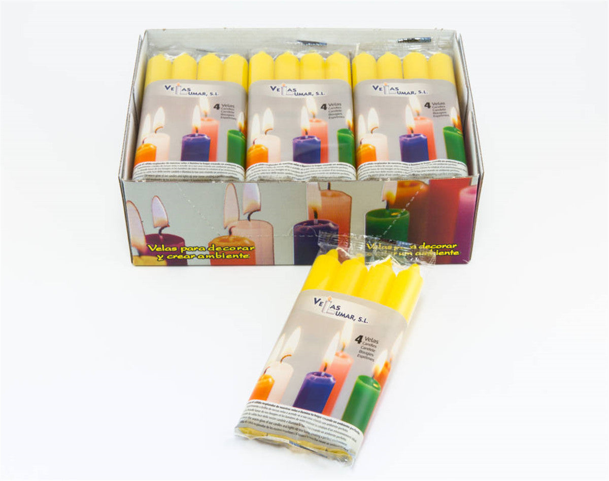 Pacco 4 Candele Cilindro, Giallo
