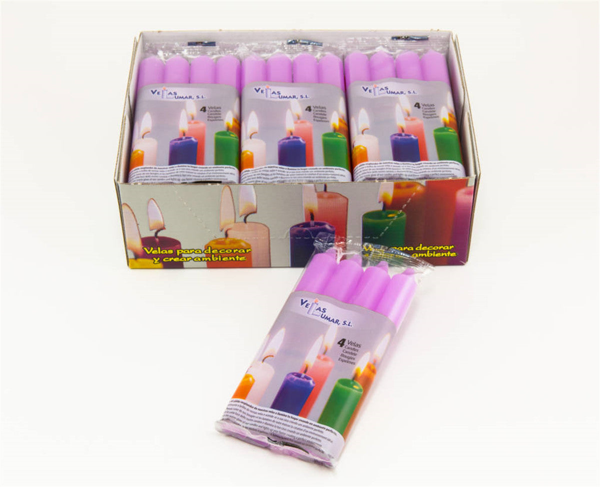 Pacco 4 Candele Cilindro, Lilla