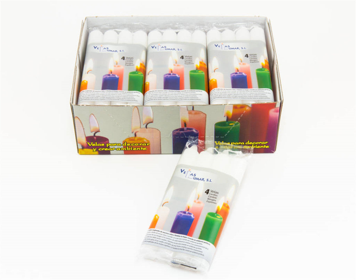 Pacco 4 Candele Cilindro,Bianco