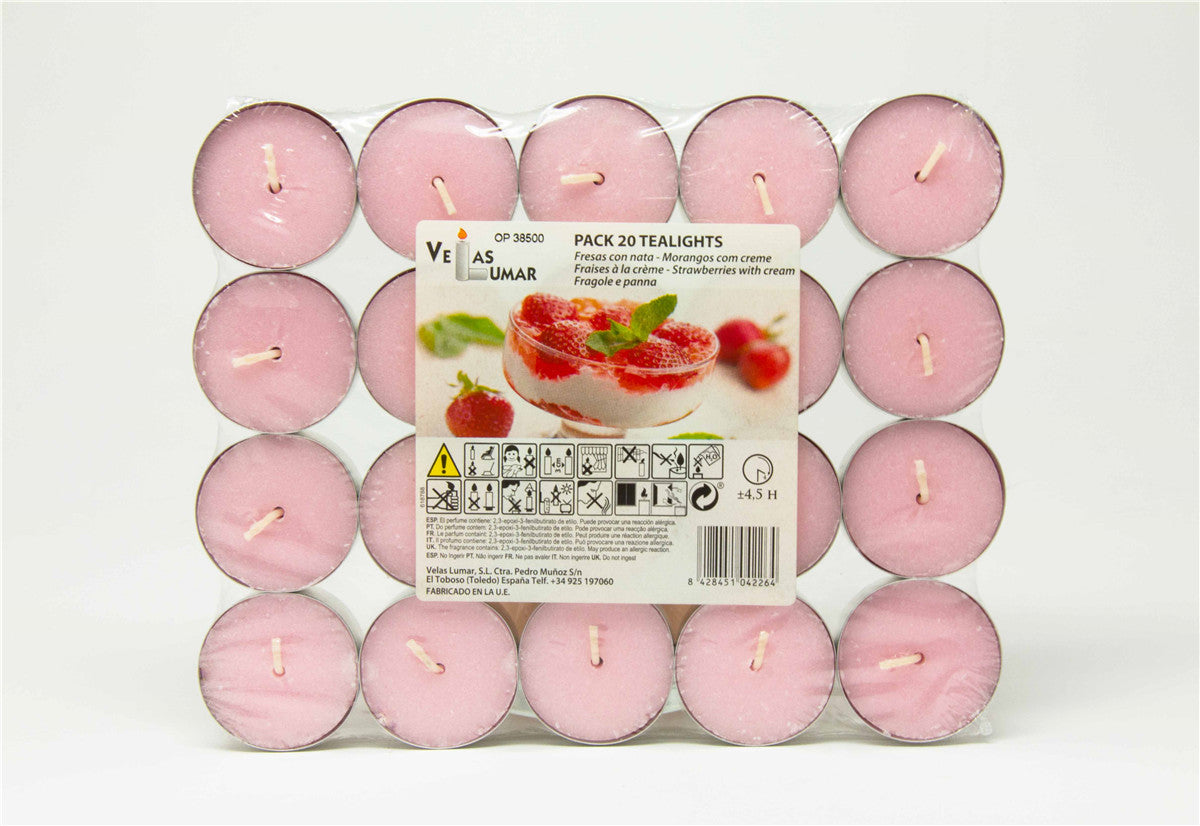 Pacco 20 Tealight Fragole con panna