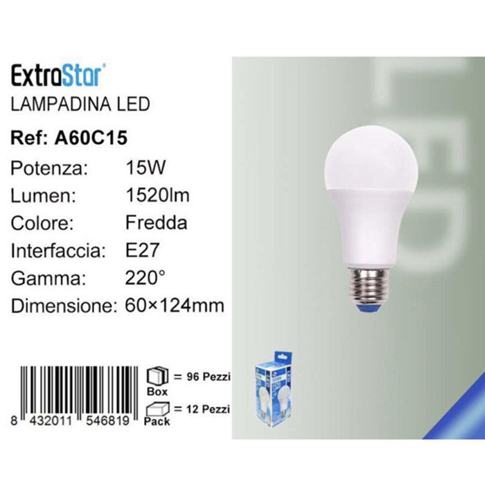 LAMPADINA LED E27 15W 1520LM 6500K QTA/96