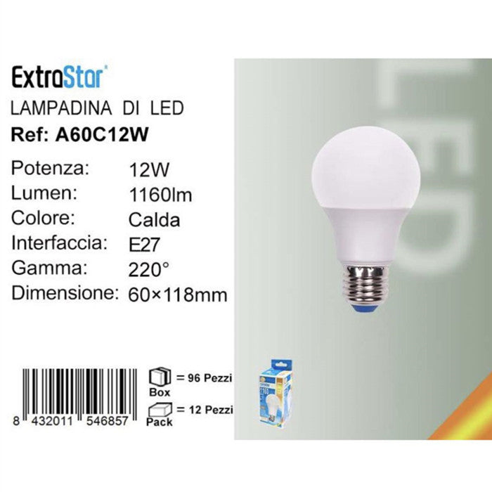 LAMPADINA LED E27 12W 1160LM 3000K QTA/96