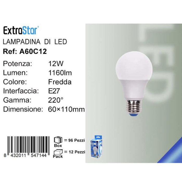 LAMPADINA LED E27 12W 1160LM 6500K QTA/96