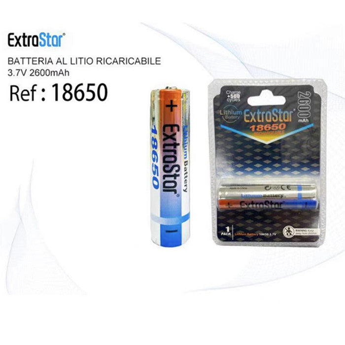 PILA RICARICABILE LITIO 18650 3,7V 2600MAH