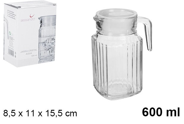 BROCCA ACQUA IN VETRO C/COPERCHIO BIANCO 600ml