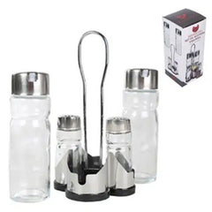 SET OLIERA IN VETRO IN ACCIAIO INOX