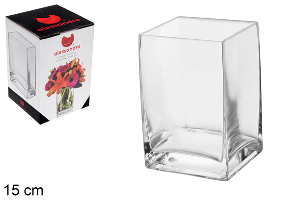 VASO DI VETRO QUADRATO 15CM
