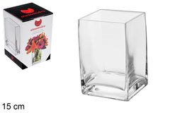 VASO DI VETRO QUADRATO 15CM