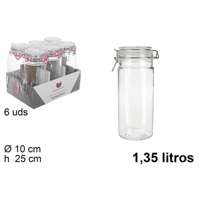 BARATTOLO DI VETRO ERMETICO 1,35L