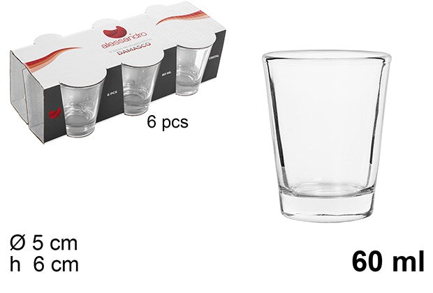 BICCHIERINI DA SHOT IN VETRO DAMASCO 60 ML