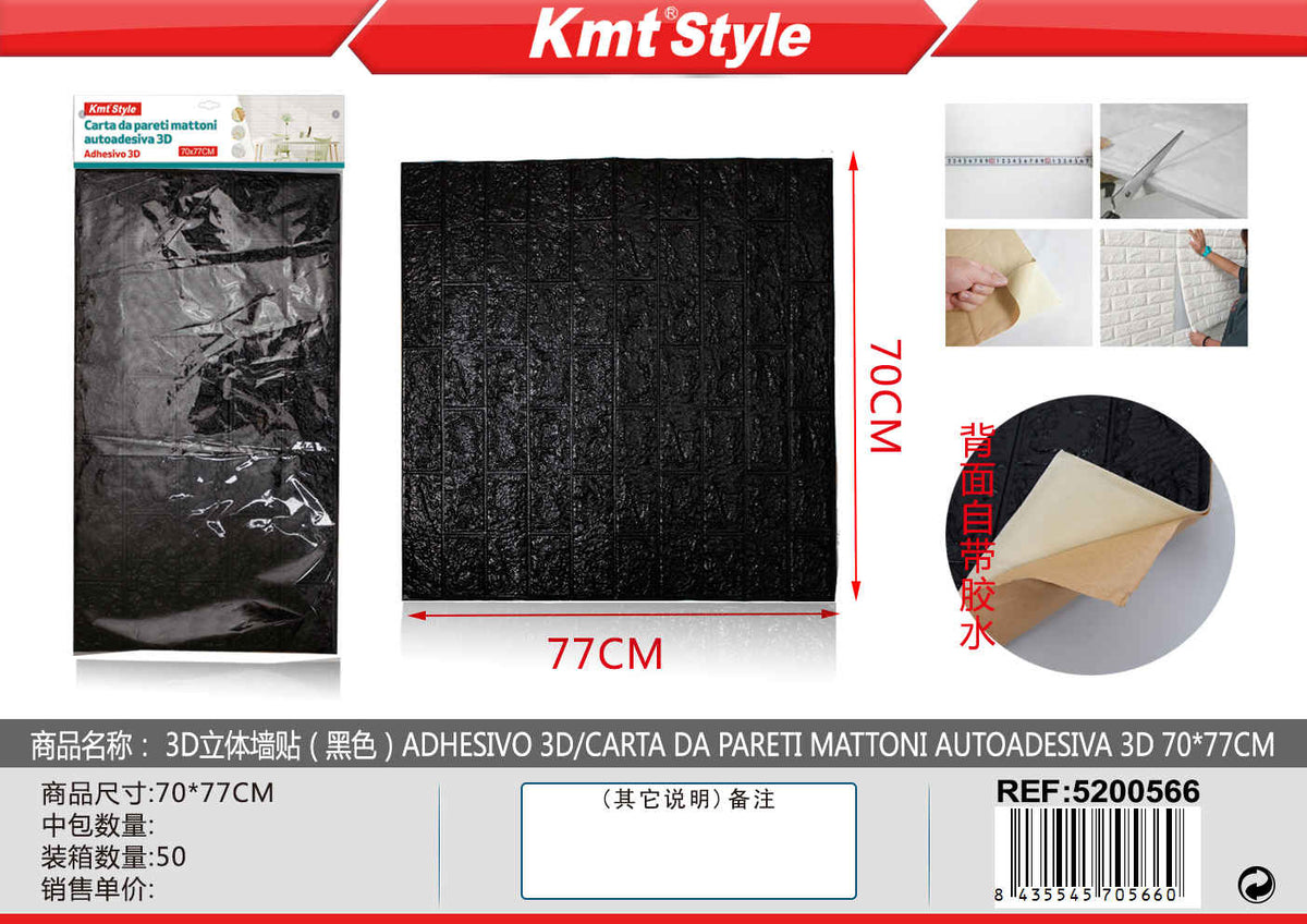 CARTA DA PARETI MATTONI AUTOADESIVA 3D