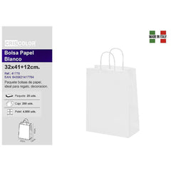 BORSA CARTA C/MANIGLIA 32X40+12 BIANCA