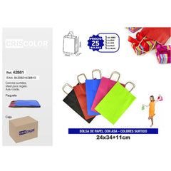 SACCHETTO DI CARTA 24+11X34 COL.ASS. 25 PZ.
