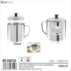 TAZZA CON COPERCHIO IN ACCIAIO INOSSIDABILE 10CM