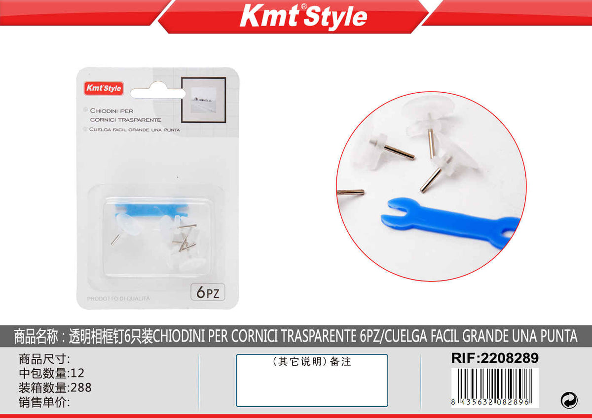 CHIODINI PER CORNICI TRASPARENTE 6PZ
