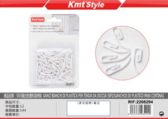 GANCI BIANCHI DI PLASTICA PER TENDA DA DOCCIA 50PZ