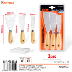 SPATOLE CON MANICO IN LEGNO  3PC
