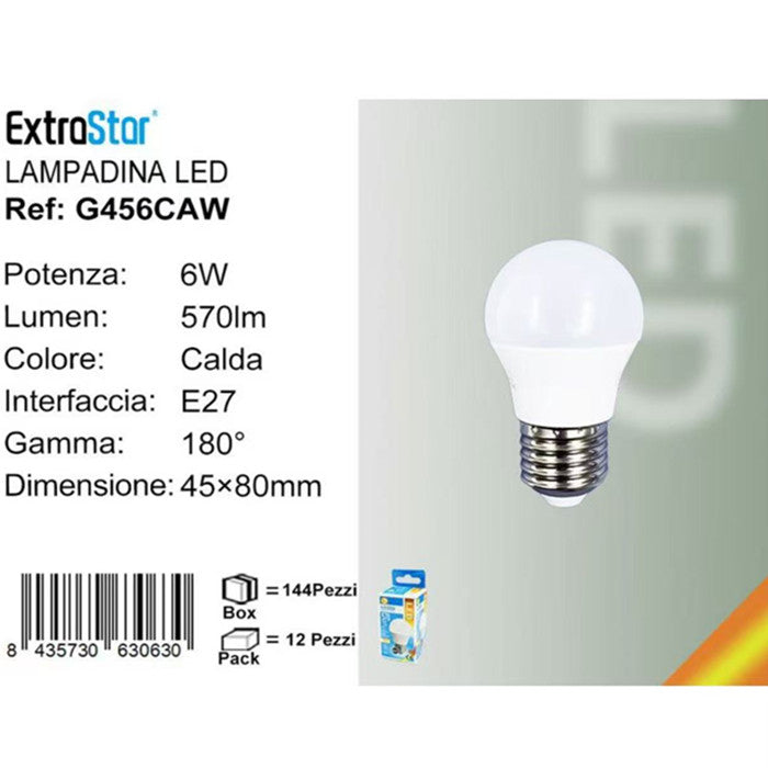 LAMPADINA LED E27 6W 570LM LUCE CALDA