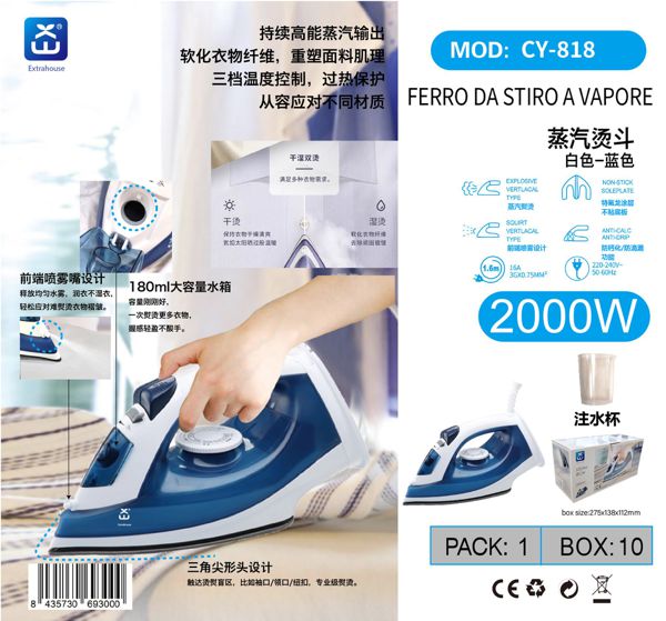 FERRO DA STIRO A VAPORE 2000W QTA/10