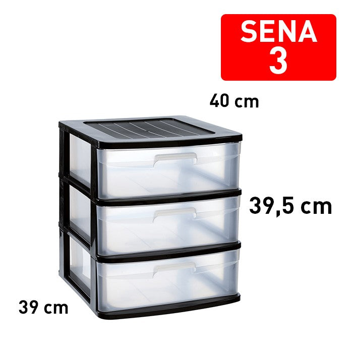 Cassettiera 3 cassetti Sena NERO