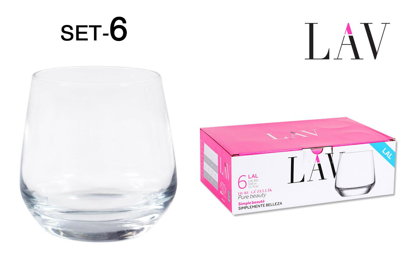 SET 6 BICCHIERE WHISKY 345cc "LAL"