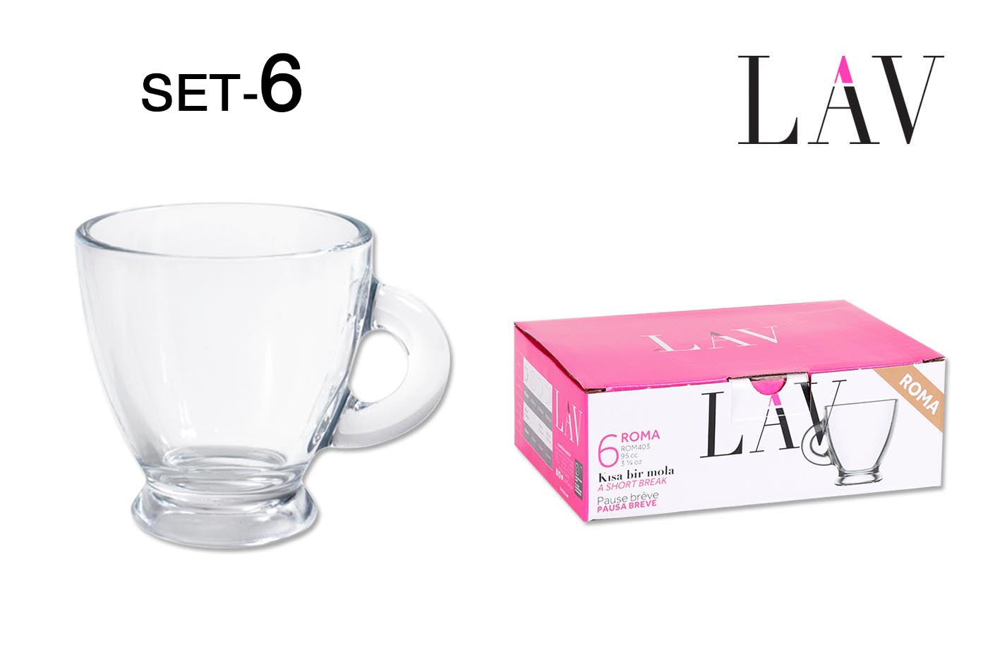 SET 6 TAZZA C/ALI 95CC ESPRESSO "ROMA"