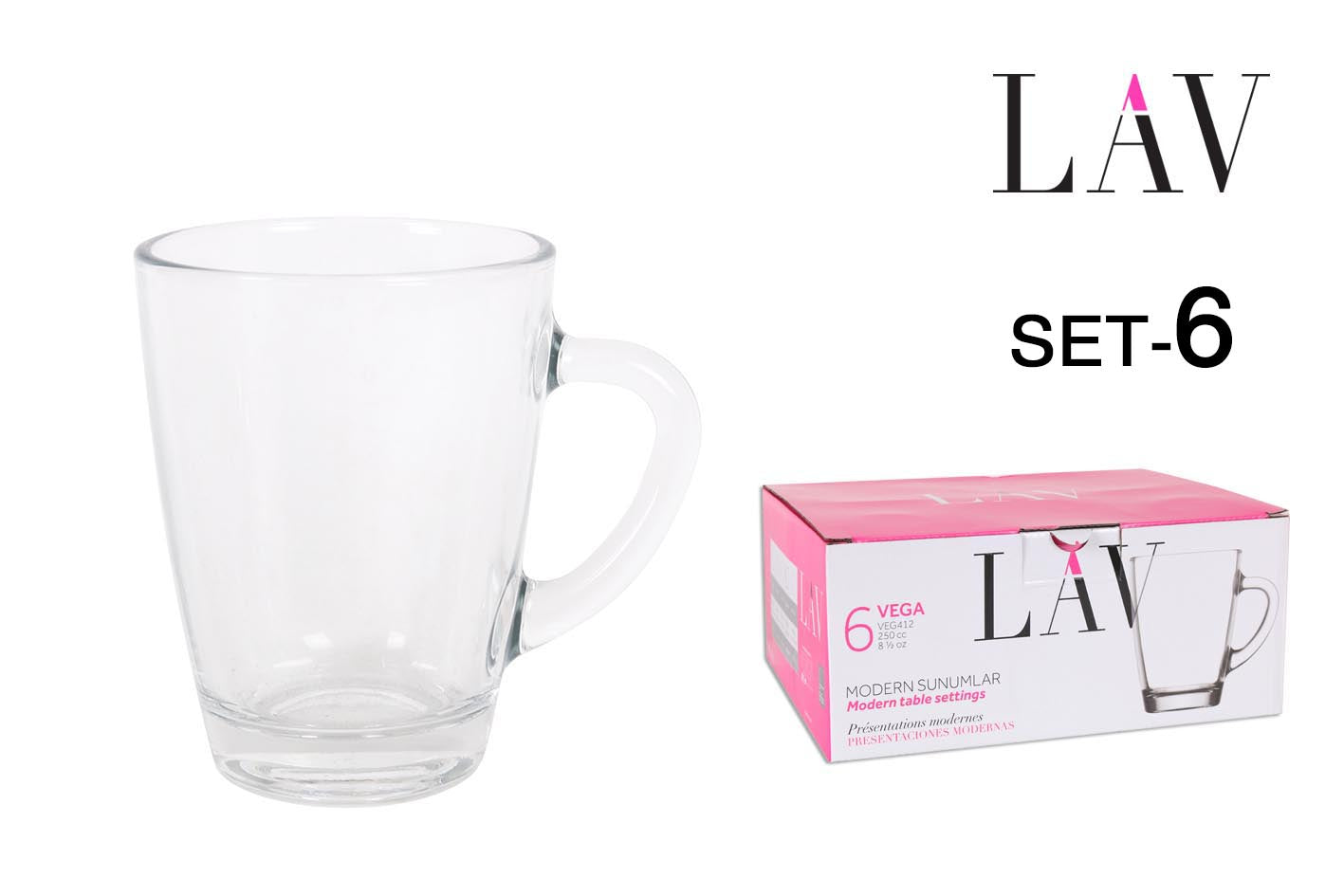 SET 6 TAZZA C/ALI 250CC "VEGA"